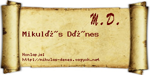 Mikulás Dénes névjegykártya