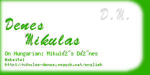 denes mikulas business card